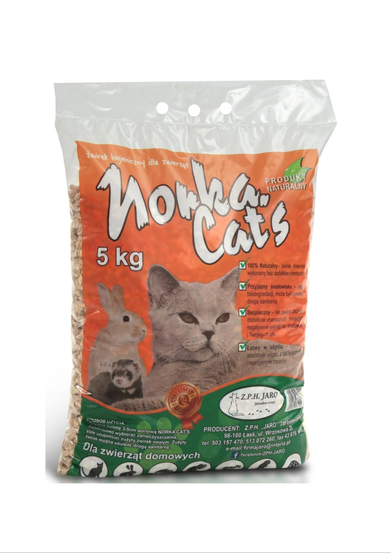 JARO Norka Cats Pellet/Żwirek Drewniany 5KG