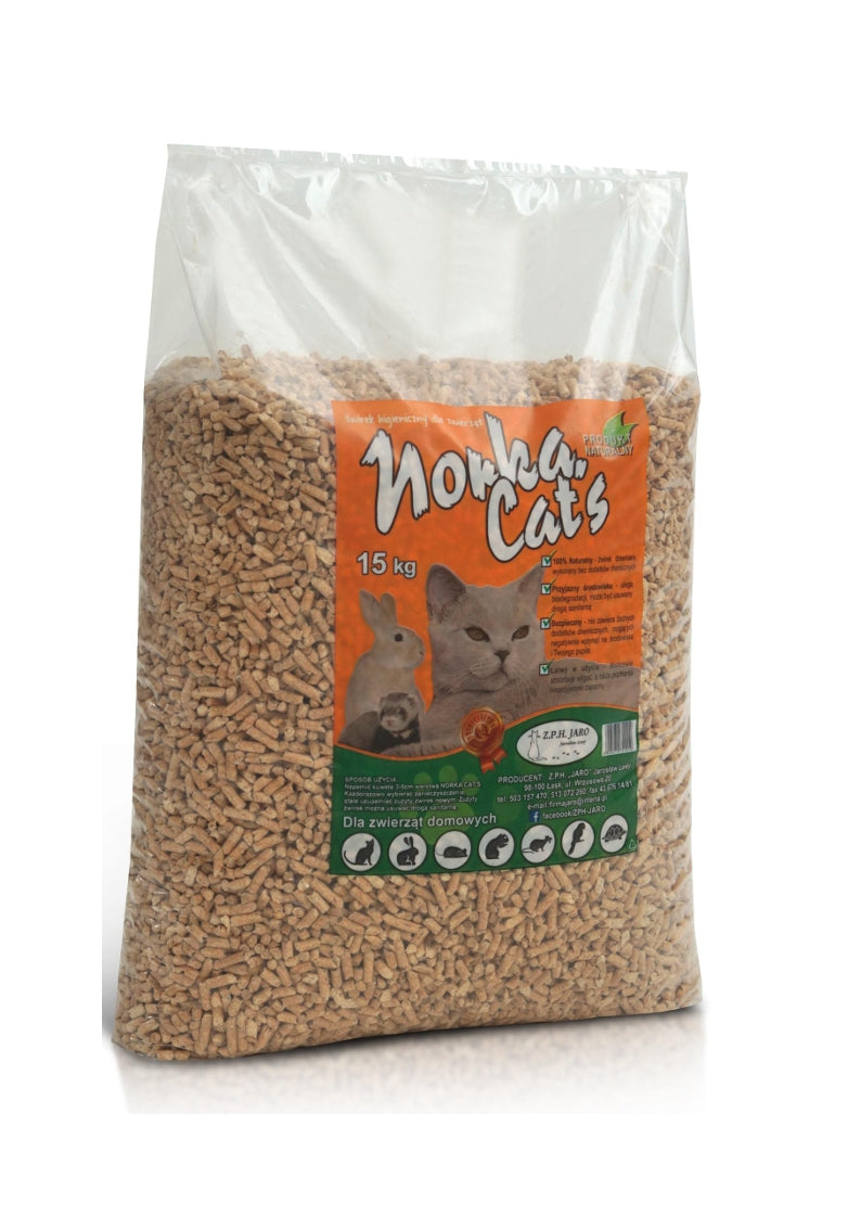 JARO Norka Cats Pellet/Żwirek Drewniany 15KG